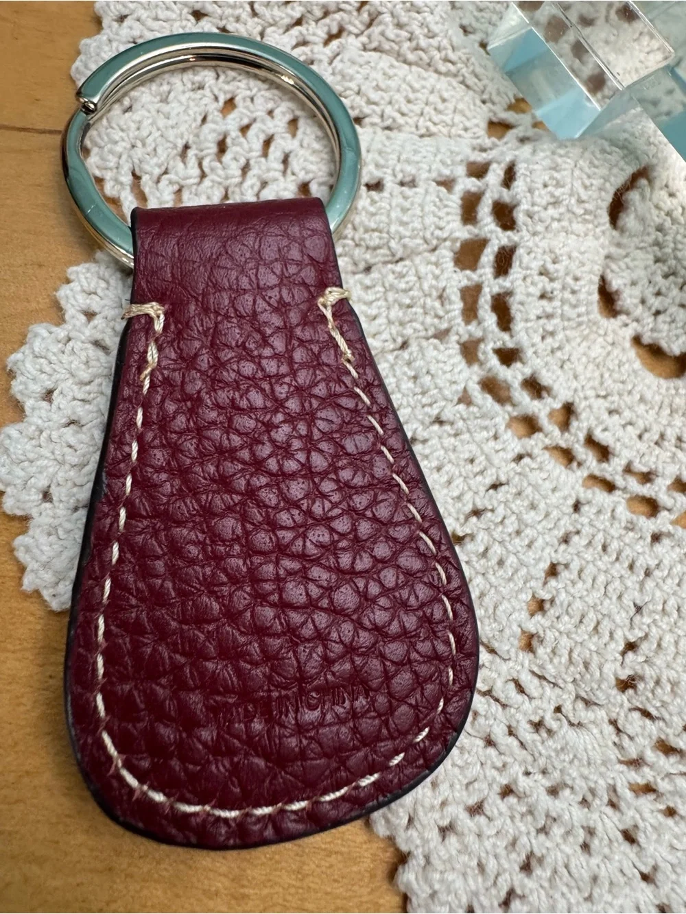 Dooney & Bourke Burgundy and Brown Leather Key Fob